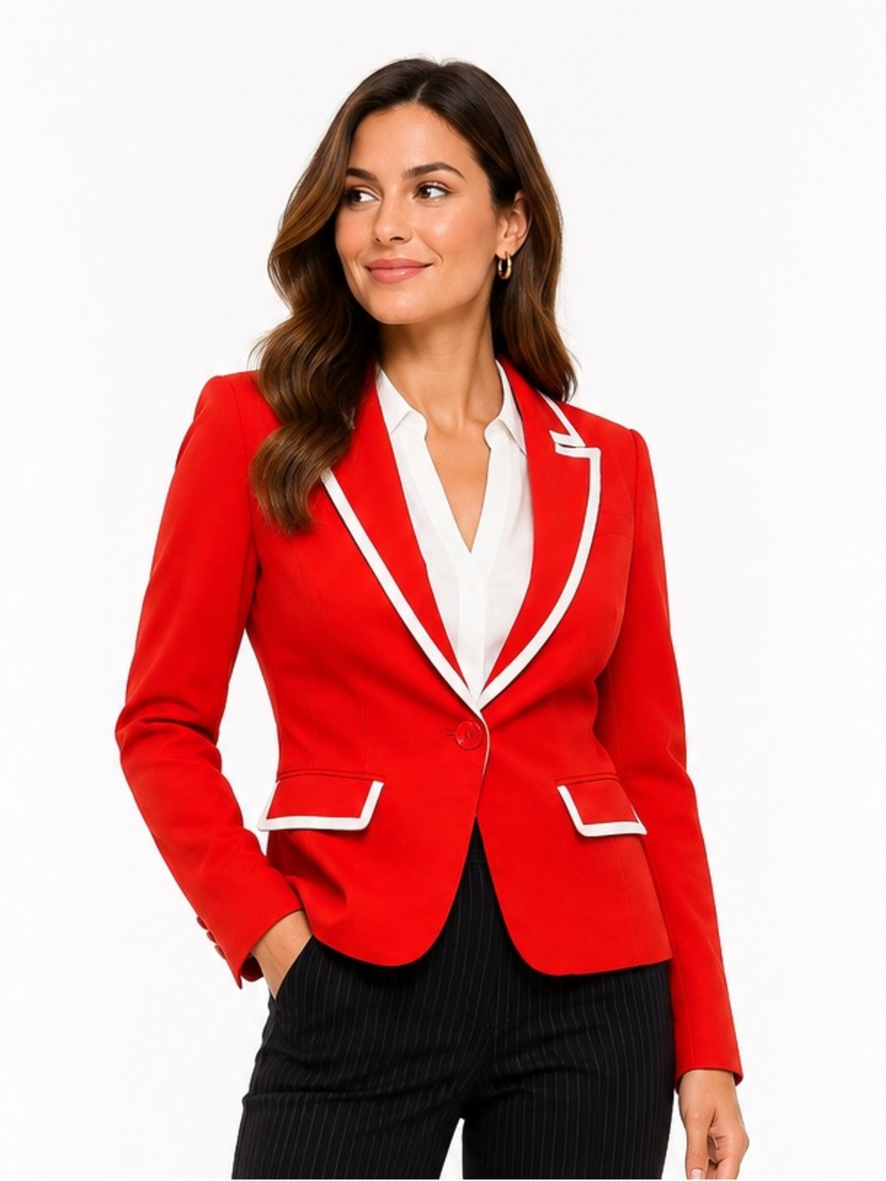 Cynthia Rowley Orange Blazer with White Piping